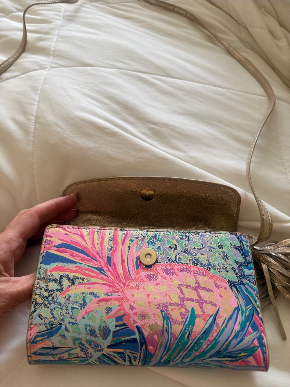Lilly Pulitzer Multicolor Tropical Print Crossbody Bag - Pink & Blue - Picture 3 of 5